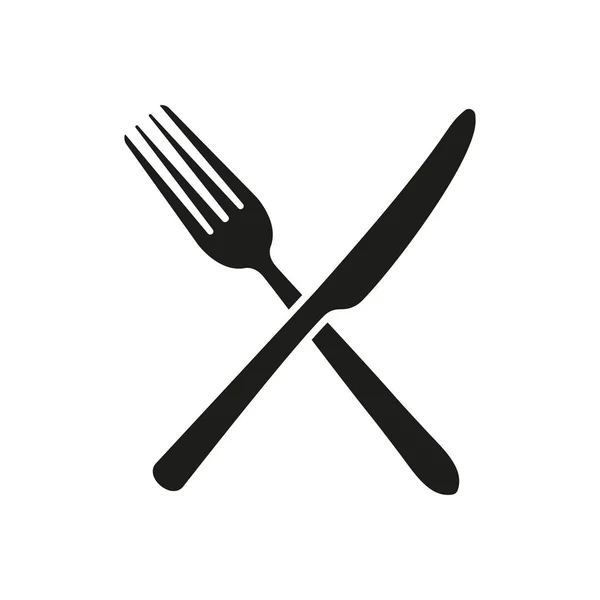 Vector illustration of crossed fork and knife icon. Isolated. — Stock Vector