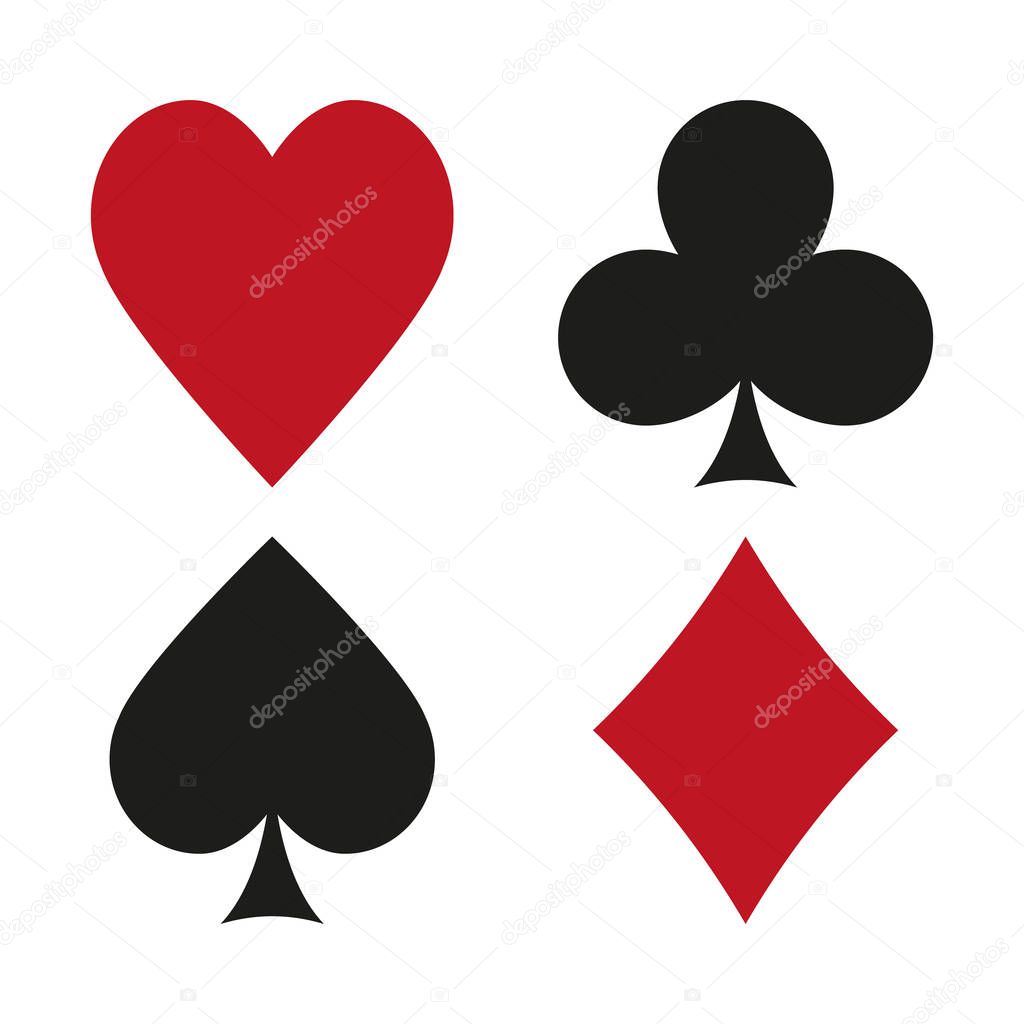 Vector illustration of card suits red and black. Isolated.
