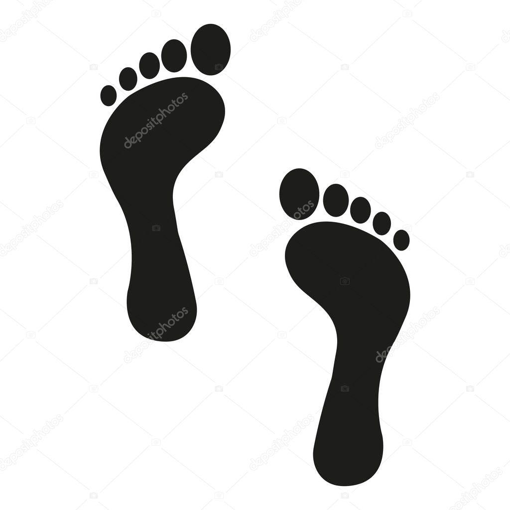 Two black man footprints isolated on white background. Vector.
