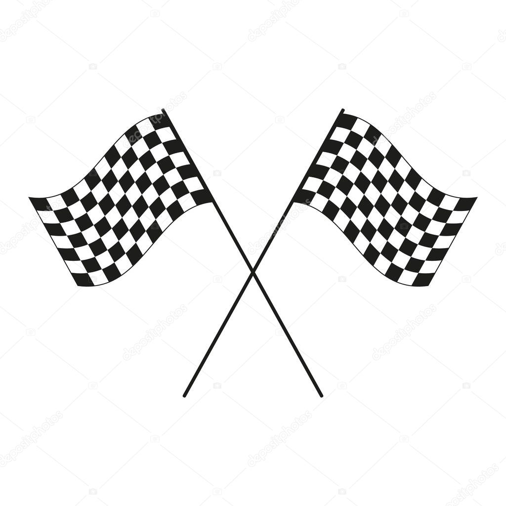 Vector illustration of crossed racing flag. Isolated.