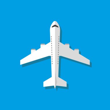 Beyaz uçak vektör çizimi, düz stil. Vektör.