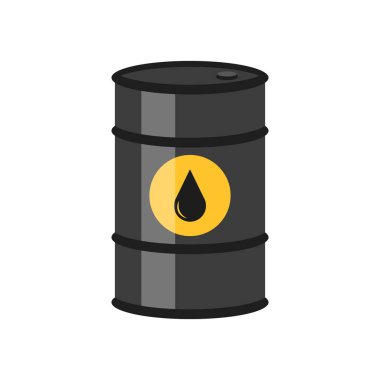 Petrol etiketli siyah fıçıların resmi. Vektör.