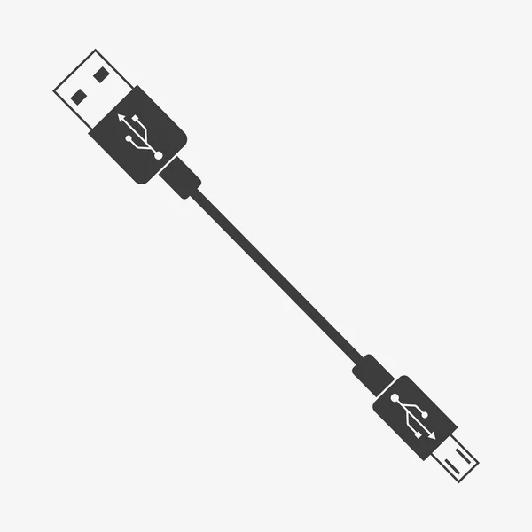 Usb kabel på vit bakgrund, platt design. Vektorillustration. — Stock vektor