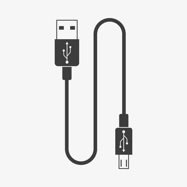 Câble USB, design plat. Illustration vectorielle. Isolé . — Image vectorielle