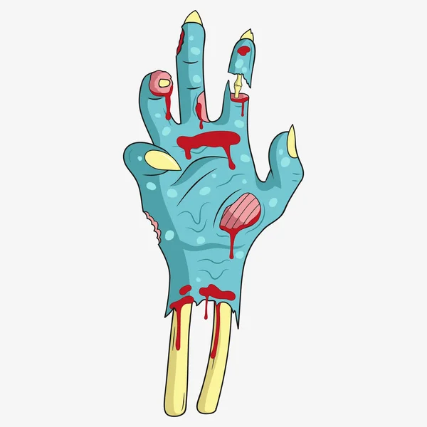 Illustration vectorielle de la main bleue zombie. Isolé . — Image vectorielle