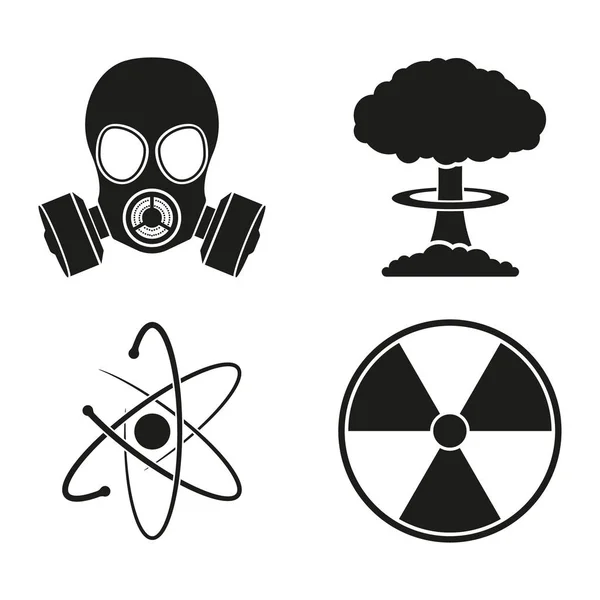 Vektorové černé atom ikony nastavily jaderné nebezpečí. Izolované. — Stockový vektor