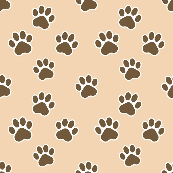 Vector illustration of paw print. Seamless pattern. Vector. — Stock Vector