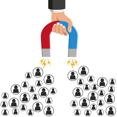 Müşterileri ve müşterileri iş dünyasına çekme kavramı. Vektör.