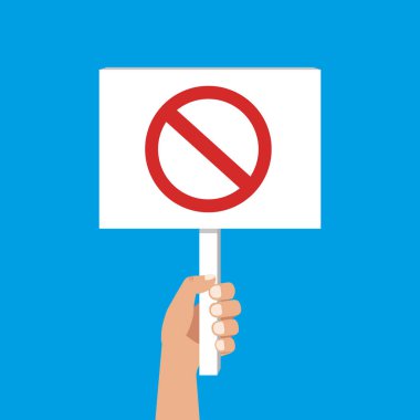 Poster elinde. Düz tasarım stili. Vektör çizim