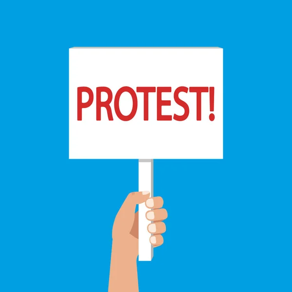 Hand holding protest sign flat illustration. Vector. — Stock Vector