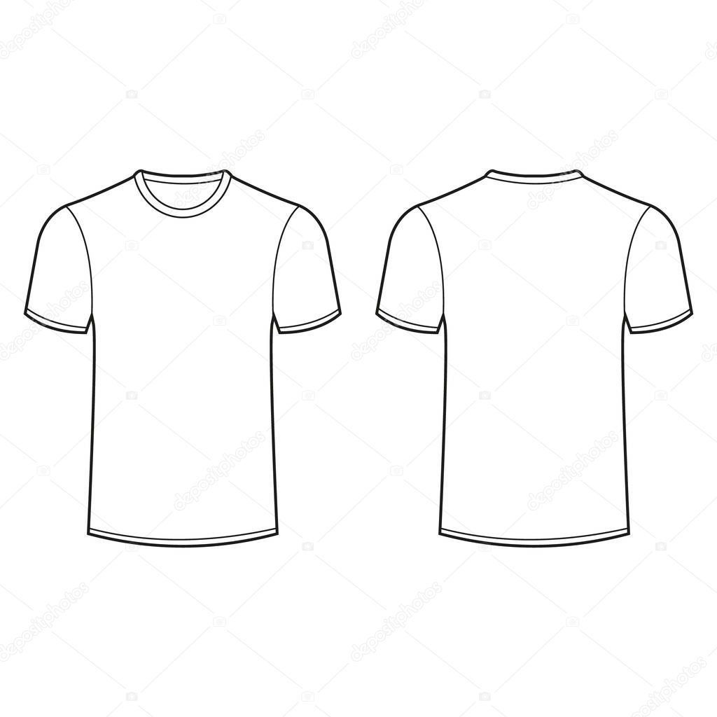 Vector illustration of front and back view of t shirt. Isolated.