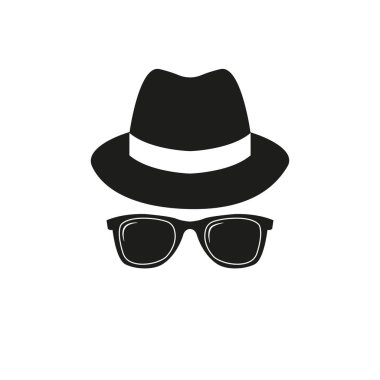 Şapka ve gözlük ikonunun vektör çizimi. İzole edilmiş.