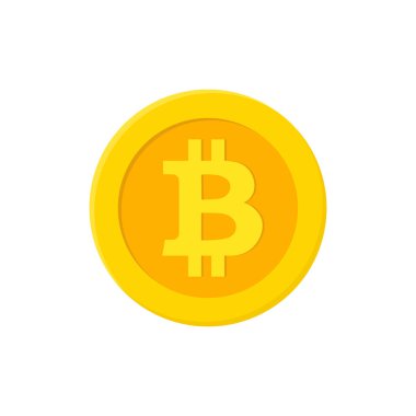 Bitcoin düz simgesi. Şifreli para biraz bozuk para. Vektör illüstrasyonu.