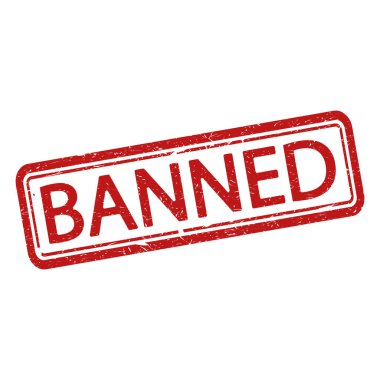 Beyaz, vektör çizim yasaklı grunge lastik damgası.