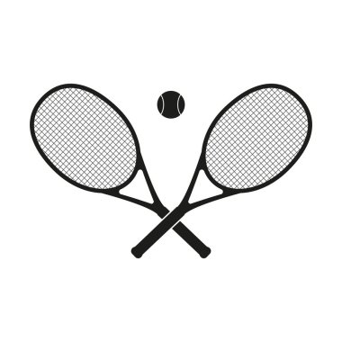 İki çapraz tenis raketinin vektör çizimi. İzole edilmiş.