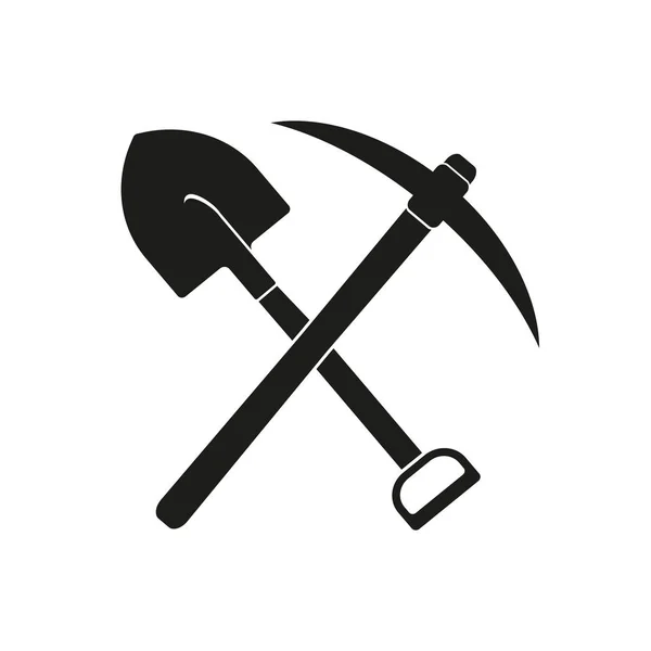 Parçalanmış kürek ve kazma aletleri, madencilik endüstrisi vektör çizimi.