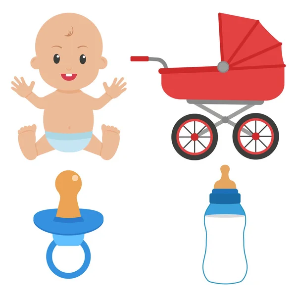 Conjunto de elementos para postales babys. Ilustración vectorial . — Vector de stock
