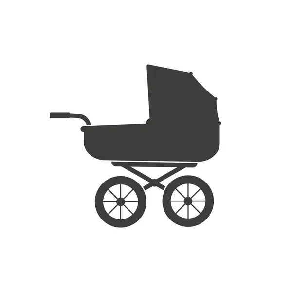 Baby Carriage Silhouette. Vektorillustration. Ikonen för platt design. — Stock vektor