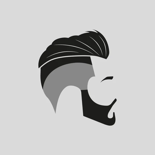 Дизайн логотипу перукарського магазину. Зачіска і борода. Векторні . — стоковий вектор