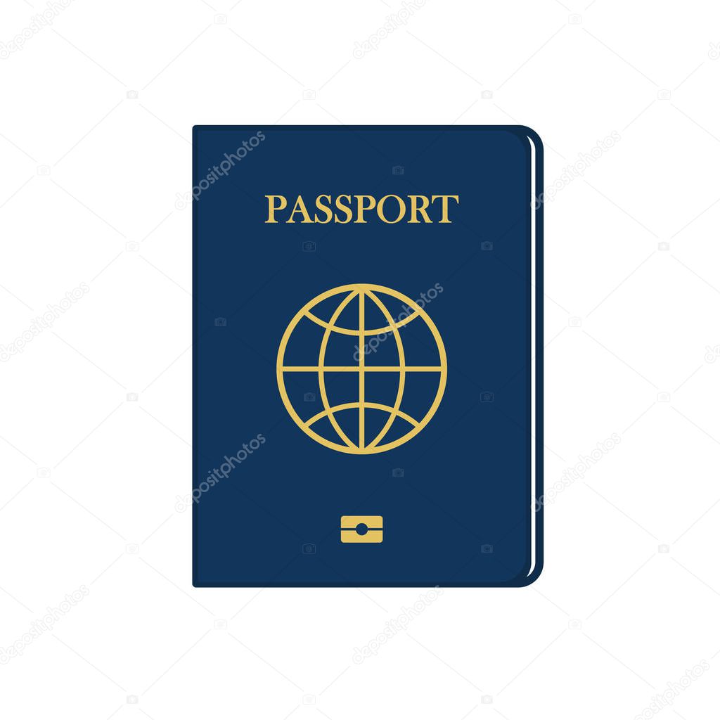 Passport icon in flat style. Isolated. Vector illustration.