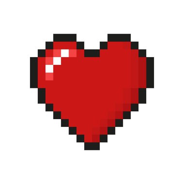 Basit kalp ikonu tasarımının vektör çizimi. Piksel biçimi.