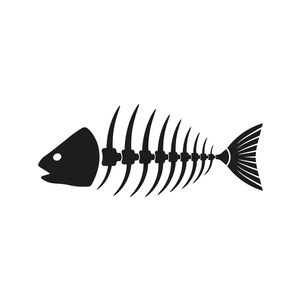 Ilustración aislada del icono del hueso de pescado negro. Vector . — Vector de stock