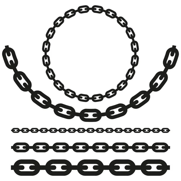 Beyaz arka planda farklı zincir siluetleri var. İzole edilmiş.