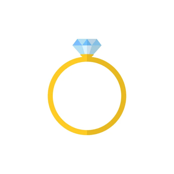 결혼 반지 벡터 아이콘입니다. 다이아몬드 약혼 반지 벡터 아이콘입니다. 평면 디자인. — 스톡 벡터