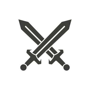 Beyaz zemin üzerinde çapraz kılıç ikonu vektör illüzyonu. İzole edilmiş.