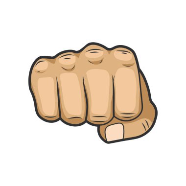Yumruğunu sıkmış bir elin vektörü. İzole edilmiş.
