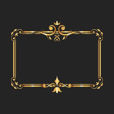 Şeffaf arkaplanda altın renkli kare çerçeve, vektör.