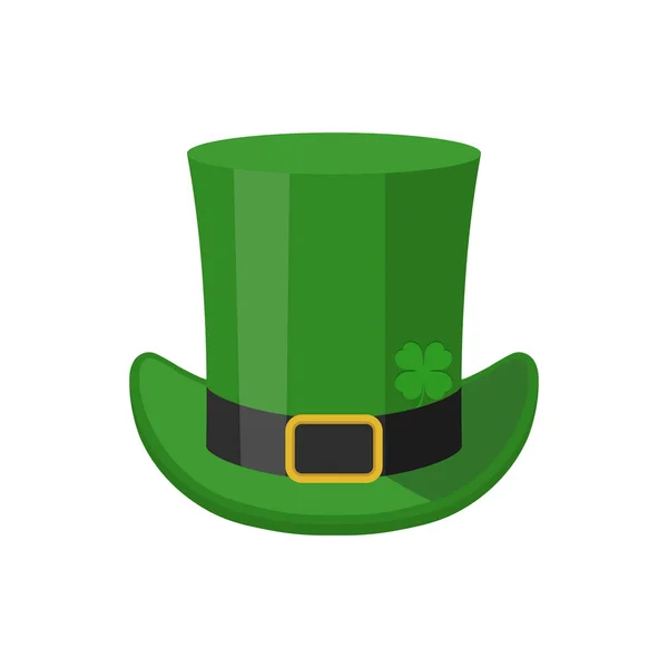 Vector illustration of green St. Patricks Day hat with clover. — Stock Vector