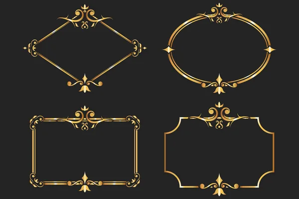 Cadres ronds dorés brillants fixés sur fond transparent, vecteur. Isolé . — Image vectorielle