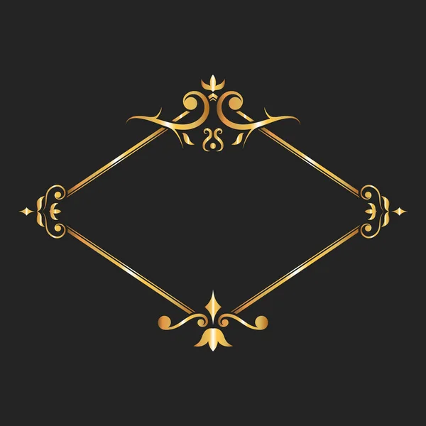 Golden shiny rhombus frame on transparent background, vector. — Stock Vector