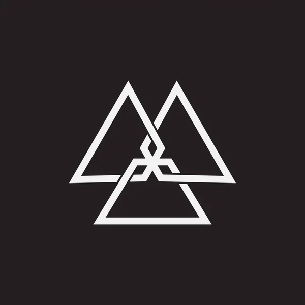 Vector illustration of white triangle logo on black background design. Isolated. — ストックベクタ