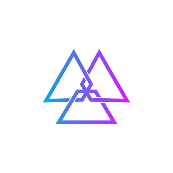 Vektorová ilustrace designu loga modrého trojúhelníku. Izolované. — Stockový vektor