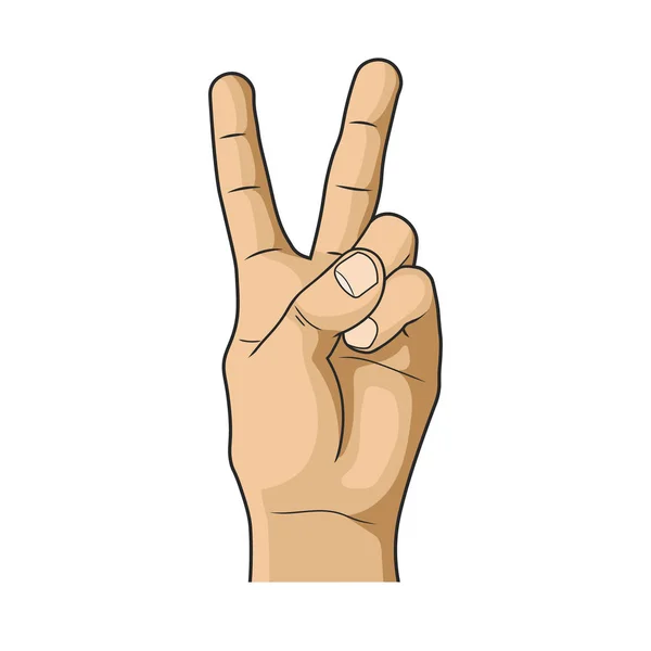 Vector illstration of hand show peace sign. Isolated. — ストックベクタ