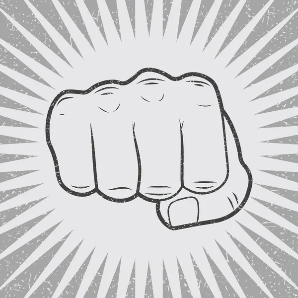 Fist with sunbursts in vintage style. Vector illustration, — Stock Vector