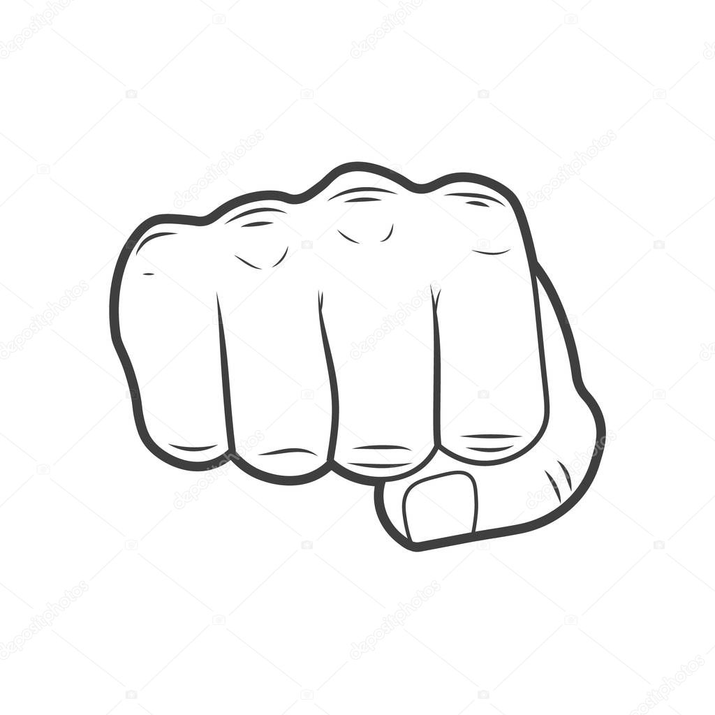 Vector of a punching hand with a clenched fist. Isolated.