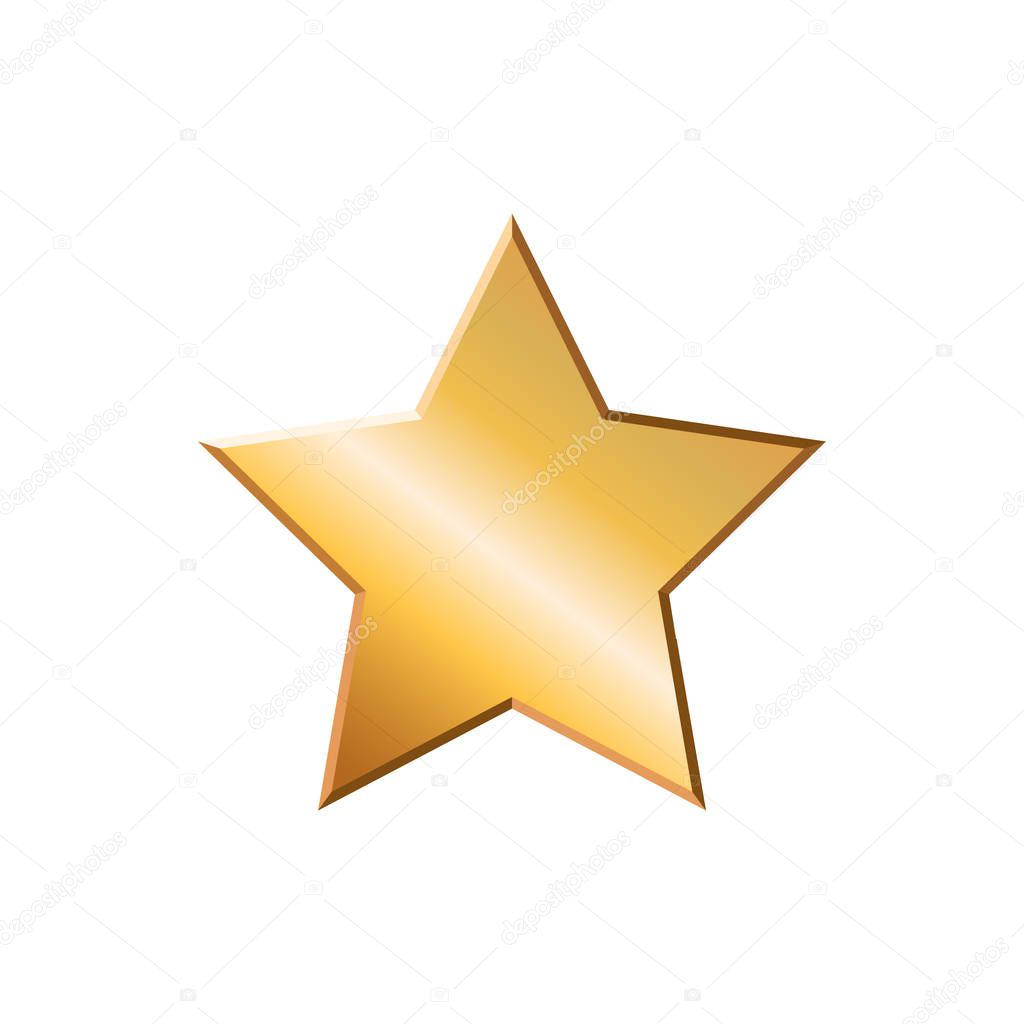 Vector illstration of gold star. Flat design. Isolated.