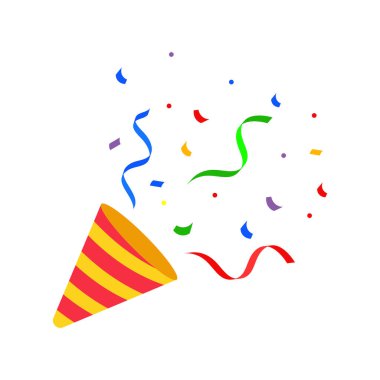 parti popper serpantin ve serpantinom, vektör eps10 çizim ile patlayan