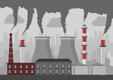 Fabrika hava kirliliğinin taşıyıcı yanılsaması. Düz tasarım.