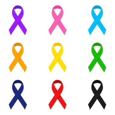 Renkli kurdele ikonlarının vektör ilüzyonu ayarlandı. Düz.