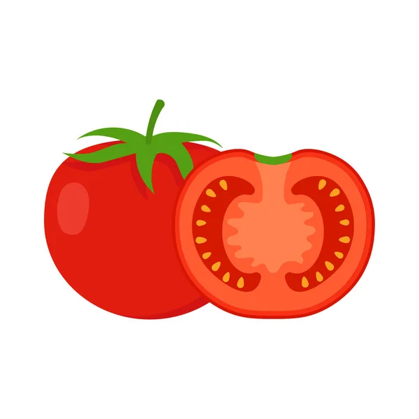 Pomidor izolowany na białym tle - ilustracja wektorowa. Płaska konstrukcja — Wektor stockowy