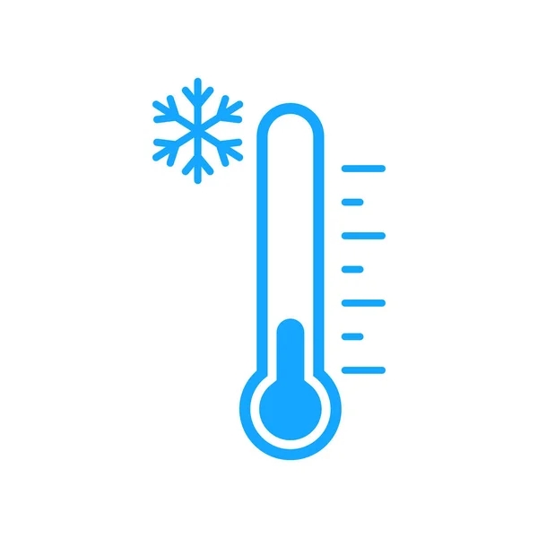 Vector illstration of cold thermometer icon. Flat design. Isolated. — Stock Vector