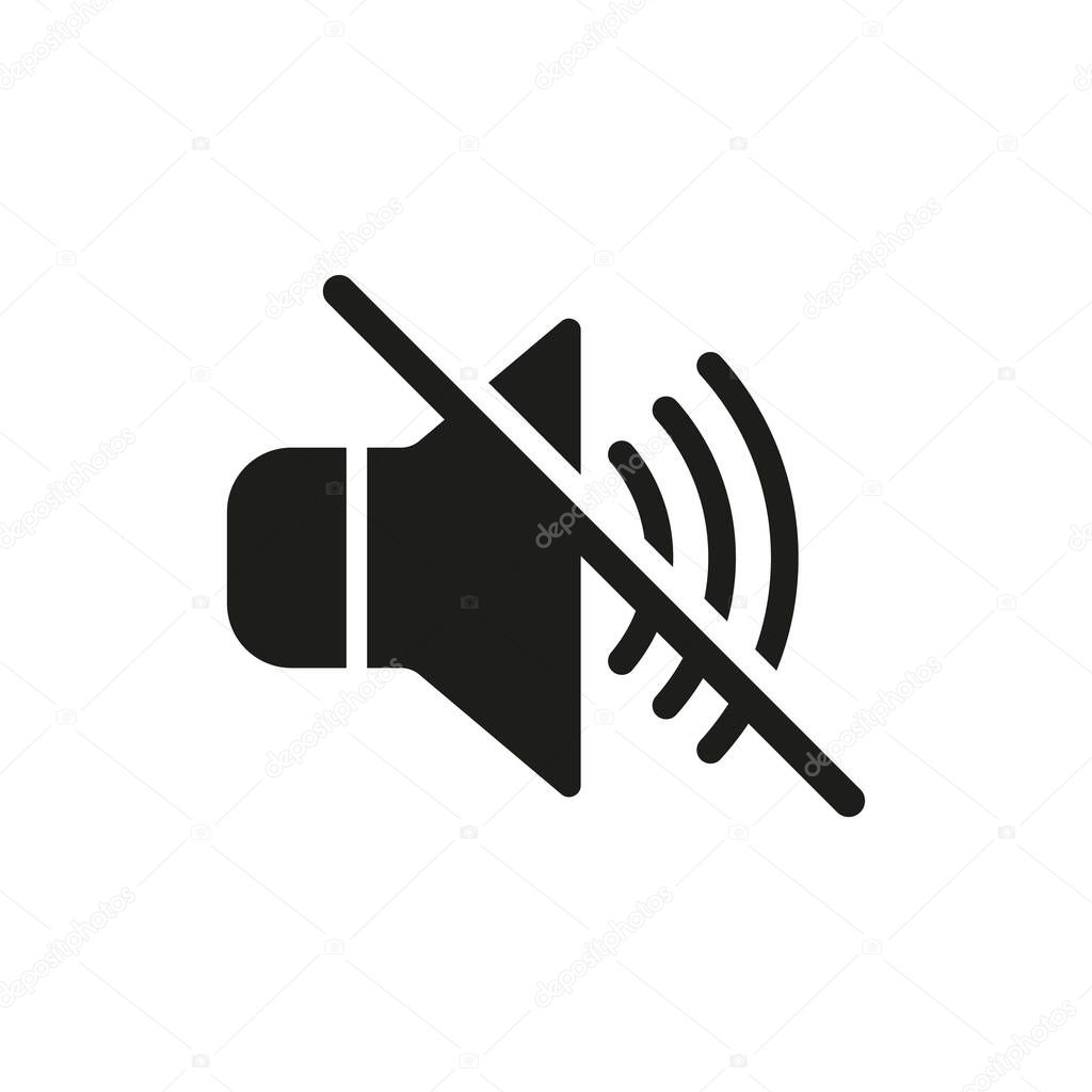 Vector illstration of mute icon. Flat design. Isolated.