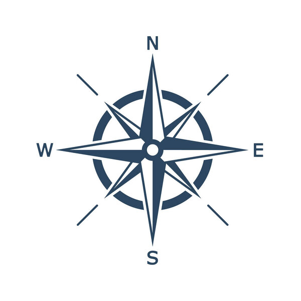 Vector illstration of compass on white background. Isolated.