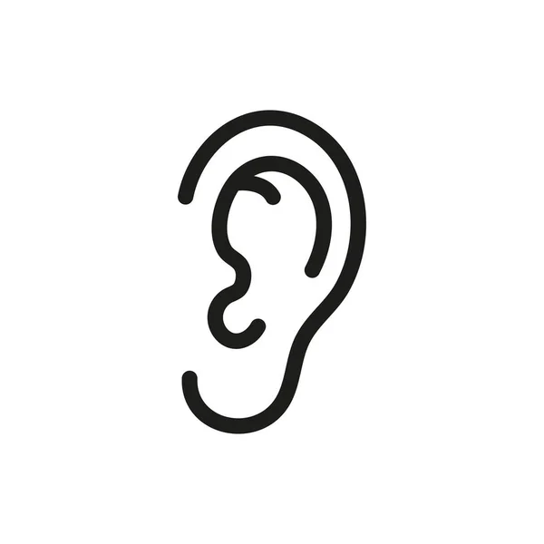 Ilustración vectorial del ícono del oído. Esquema de diseño. Aislado . — Vector de stock