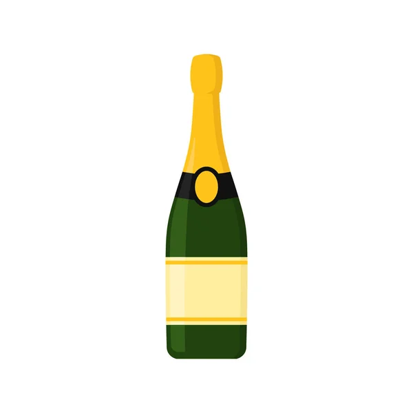 Illustrazione vettoriale della bottiglia di champagne. Design piatto. Isolato . — Vettoriale Stock