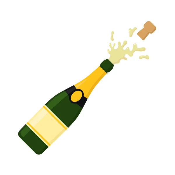 Illustrazione vettoriale dell'icona dell'esplosione dello champagne. Design piatto. Isolato . — Vettoriale Stock